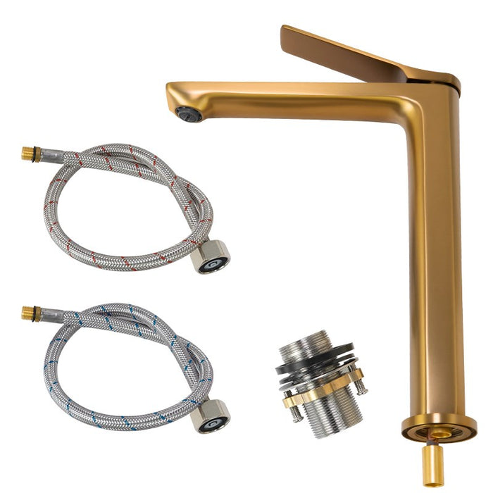 Rushy Tall Basin Mixer Brushed Brass