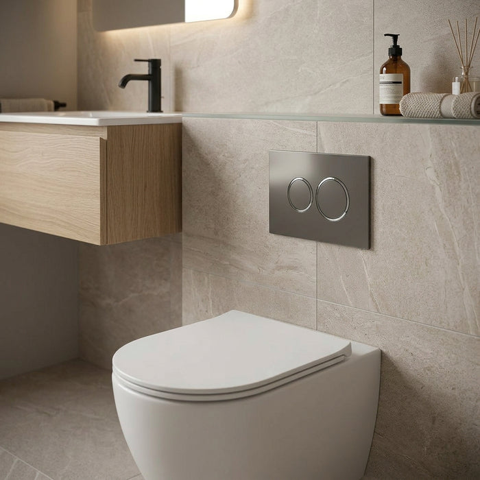 Round Dual Flush Plate & Buttons - Gunmetal Grey