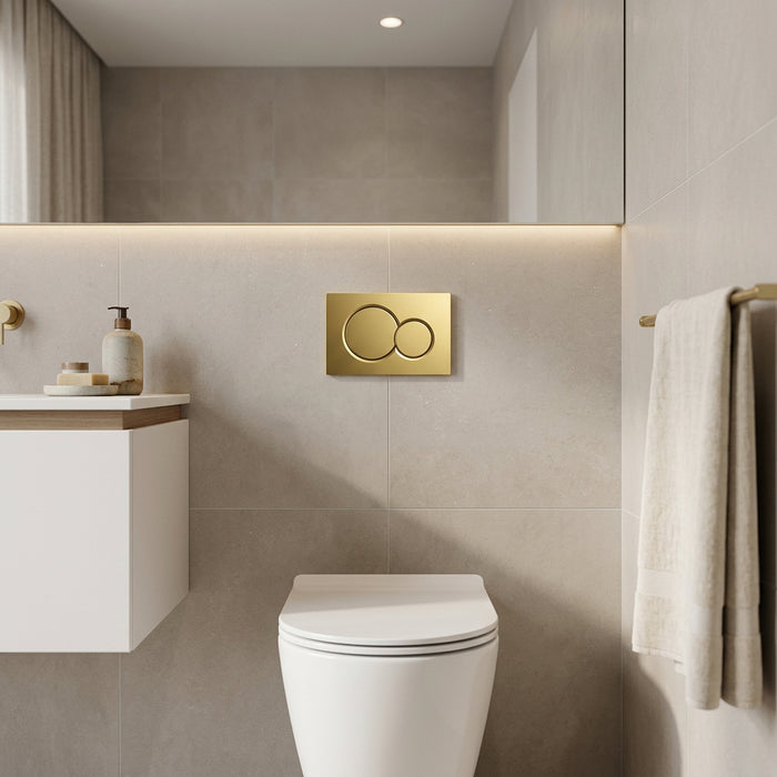 Round Dual Flush Plate & Buttons - Gold