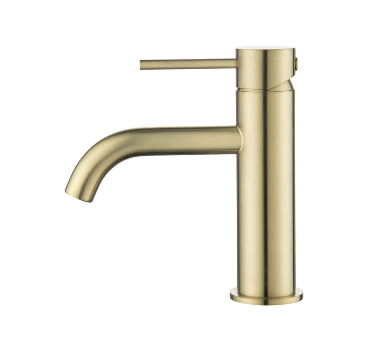 Arluno Round Basin Mixer in Brushed Gold, modern 304 stainless steel bathroom tapware