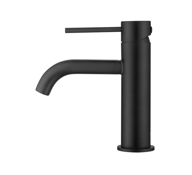 Arluno Round Basin Mixer in Matte Black, modern bathroom tapware with 304 stainless steel body