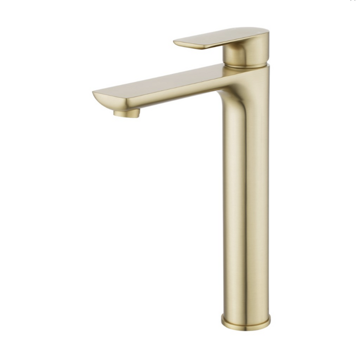 Elara Tall Basin Mixer - Brushed Gold