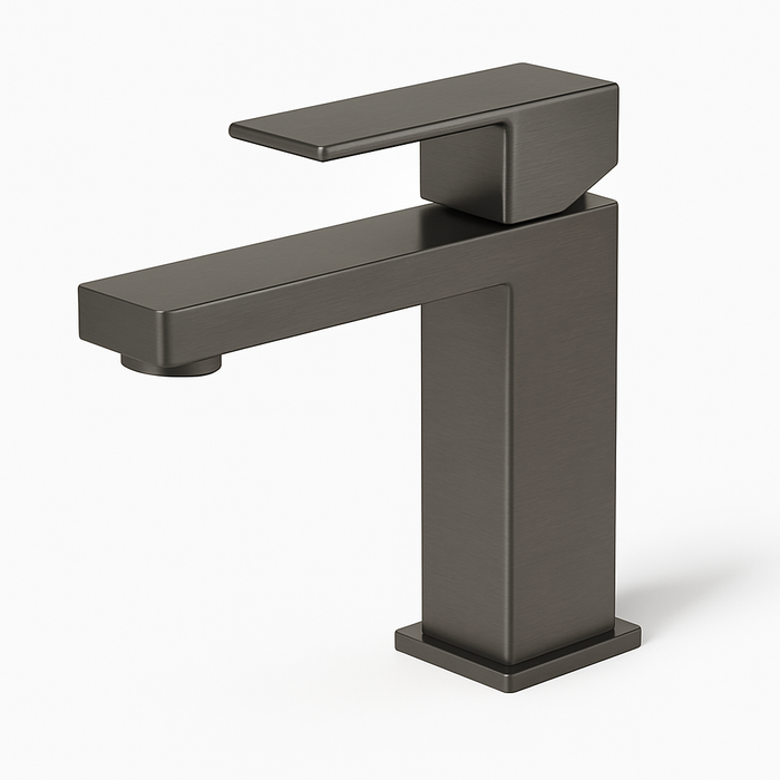 Bresso Square Short Basin Mixer - Gunmetal Grey