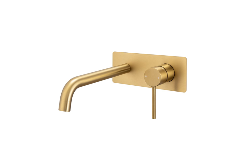 Miro In Wall Basin Spout and Mixer Set - Brushed Gold