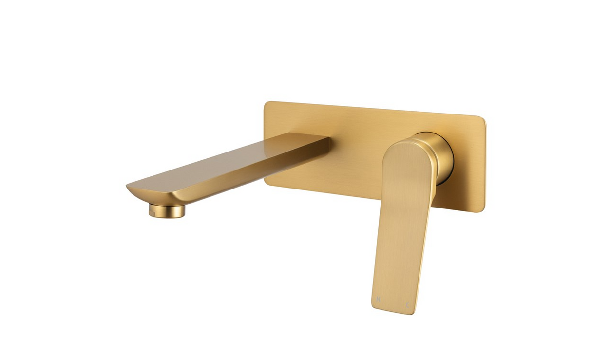 Kora In Wall Basin Spout and Mixer Set - Brushed Gold