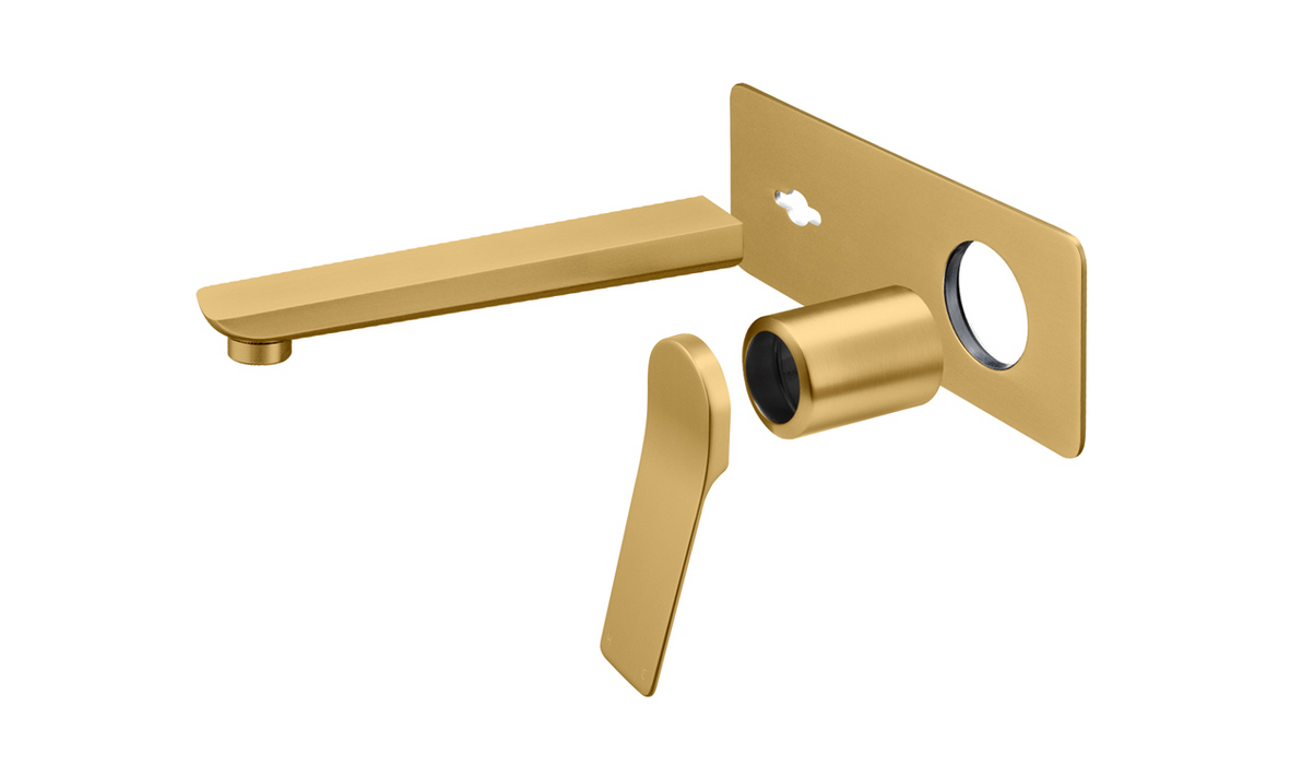 Kora In Wall Basin Spout and Mixer Set - Brushed Gold