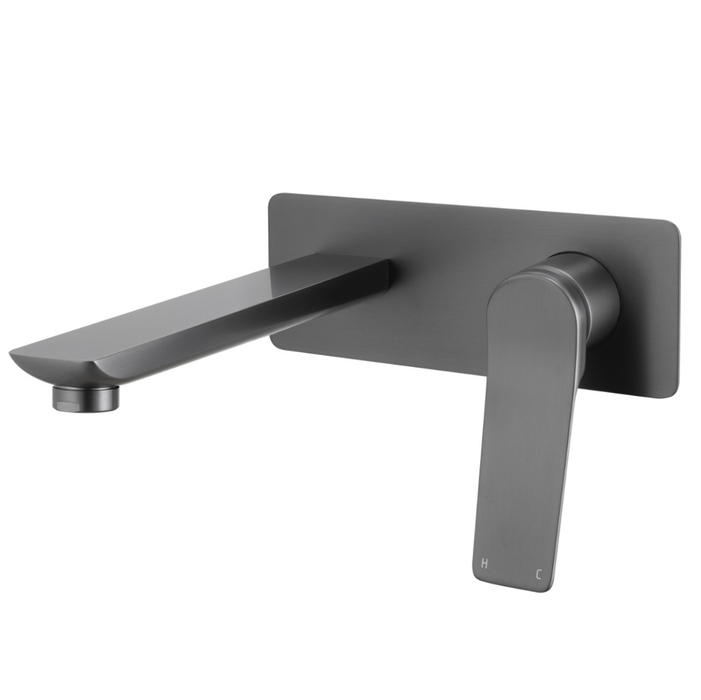Kora In Wall Basin Spout and Mixer Set - Gunmetal Grey