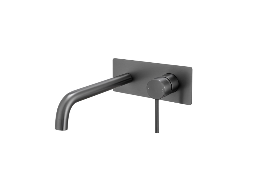 Miro In Wall Basin Spout and Mixer Set - Gunmetal Grey