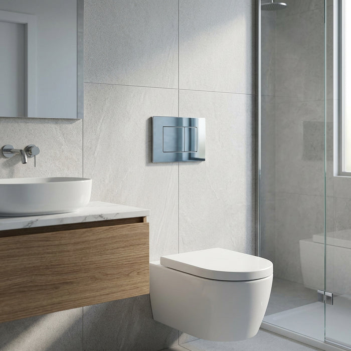 Square Dual Flush Plate & Buttons - Chrome