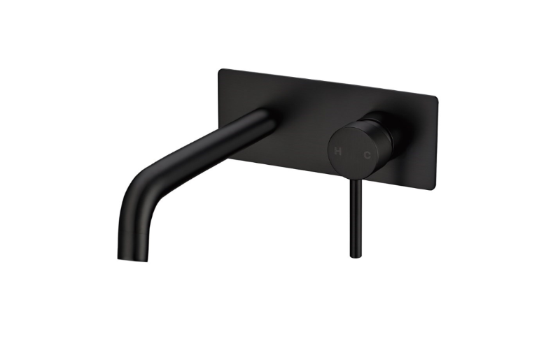 Miro In Wall Basin Spout and Mixer Set - Matte Black