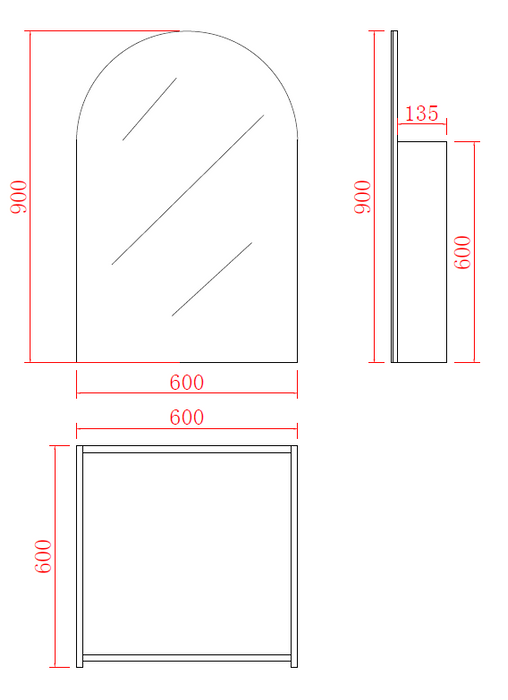 Arch Shaving Cabinet 600 x 900