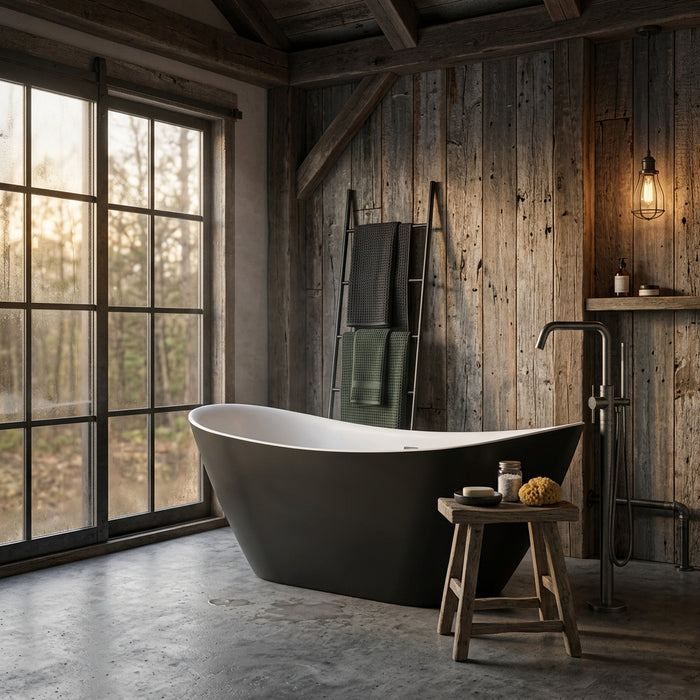 Paris Free Standing Bathtub 1500 Matte Black and White