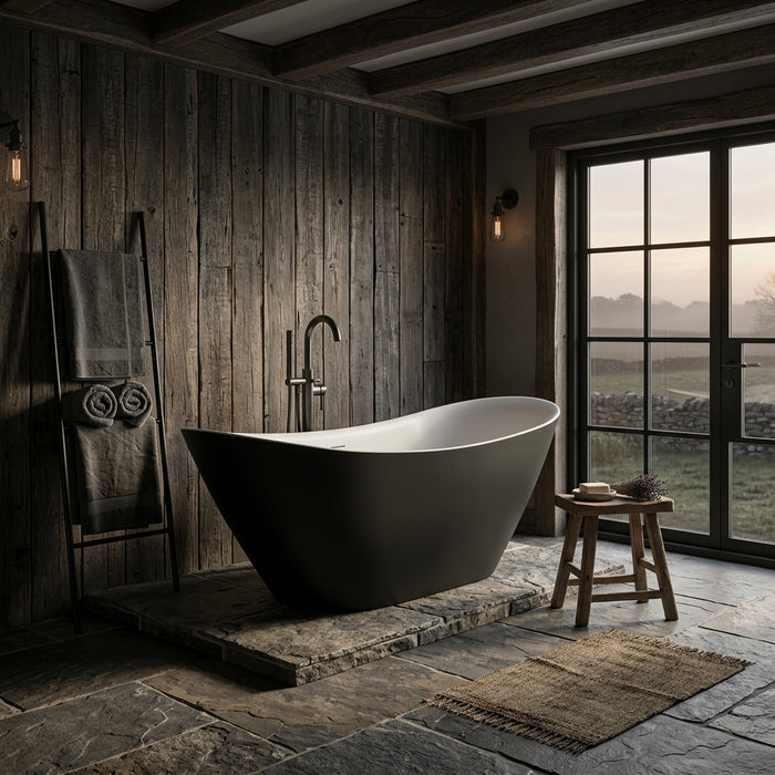 Paris Free Standing Bathtub 1500 Matte Black and White