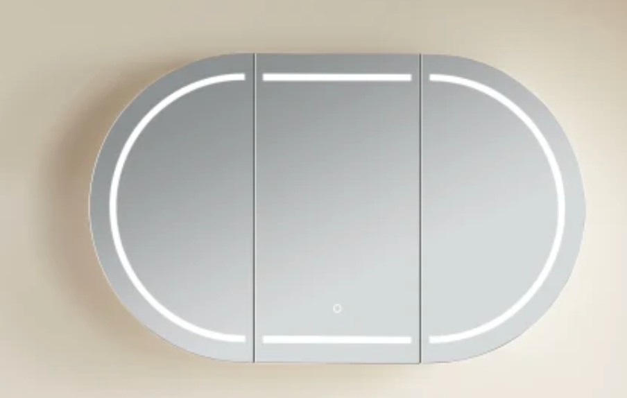 1200mm Oval LED Shaving Cabinet White