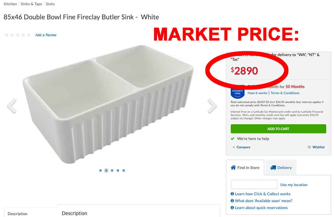 Double Bowl Ceramic Butler Sink