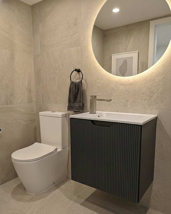 540mm Slim Wall Hung Fluted Vanity Matte Black