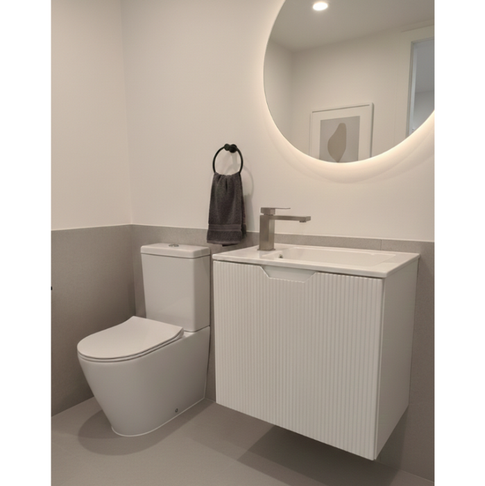 540mm Slim Wall Hung Fluted Vanity Matte White