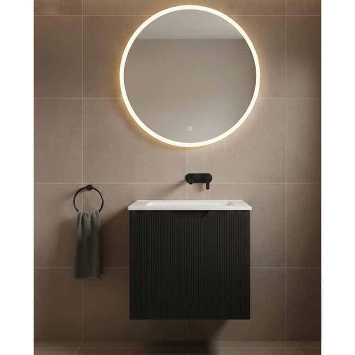 540mm Slim Wall Hung Fluted Vanity Matte Black