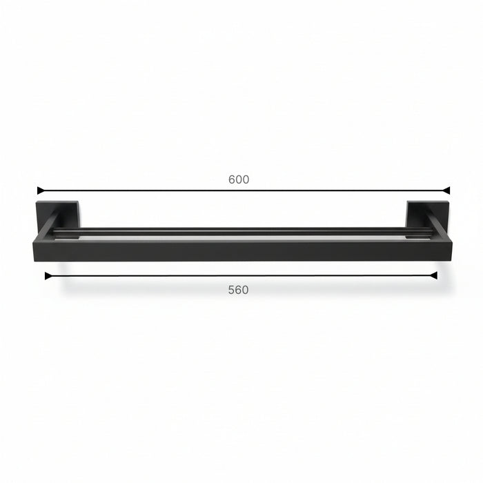 Square Double Towel Rail Gunmetal Grey