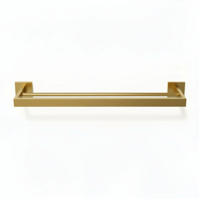 Square Double Towel Rail Brushed Gold
