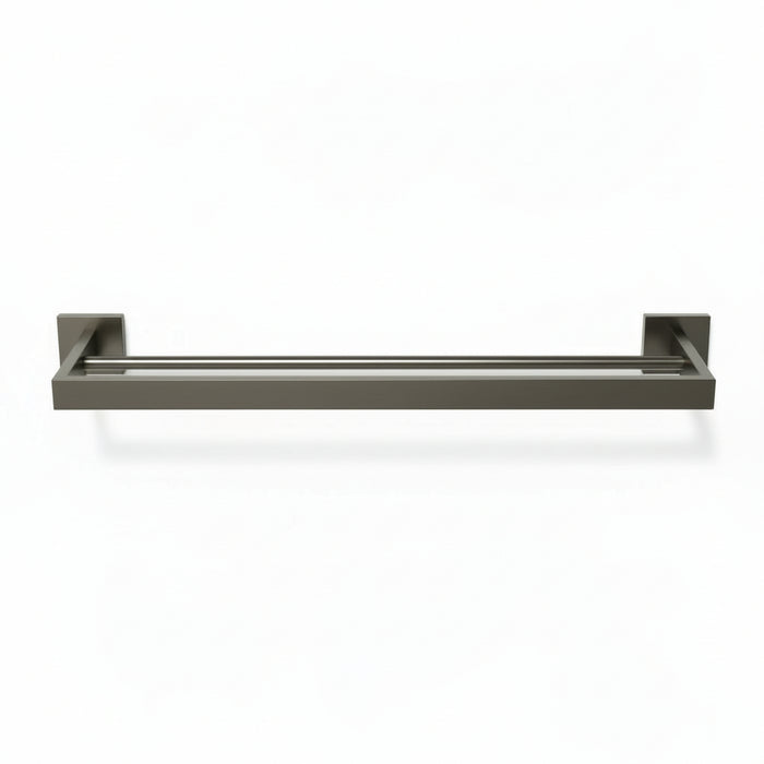 Square Double Towel Rail Gunmetal Grey