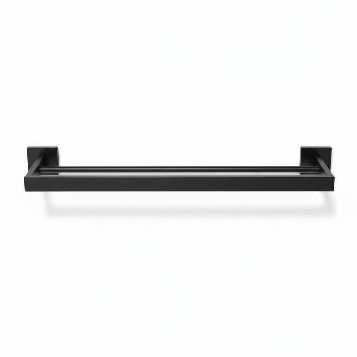 Square Double Towel Rail Matte Black