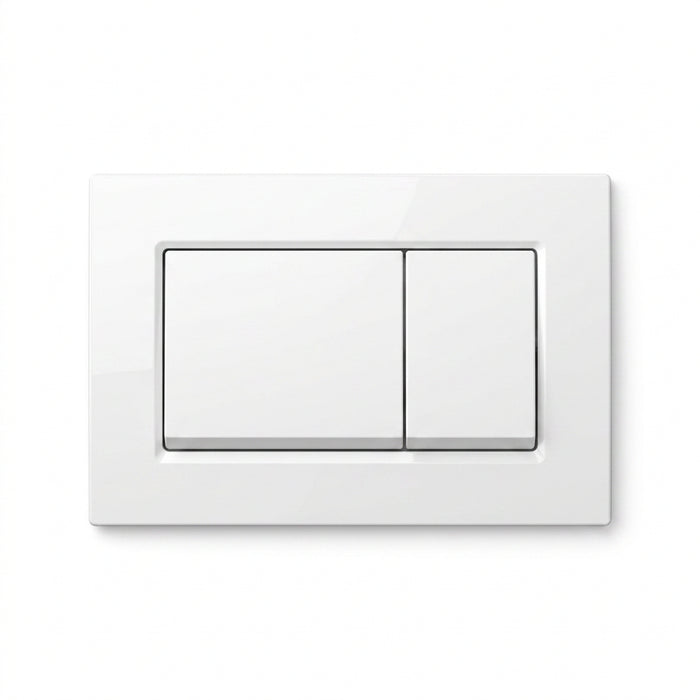 Square Dual Flush Plate & Buttons - White
