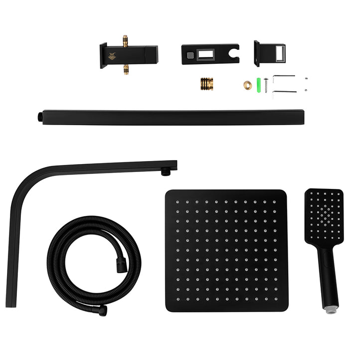 Square Matte Black 2-in-1 Shower Set