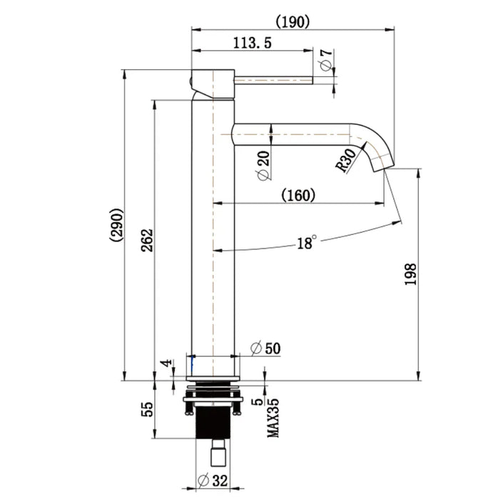 Arluno Tall Basin Mixer Chrome
