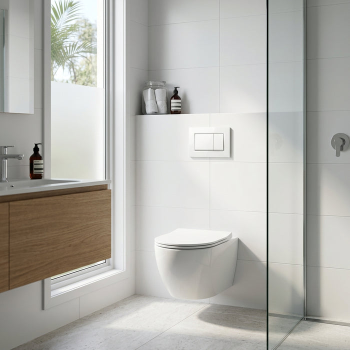 Square Dual Flush Plate & Buttons - White