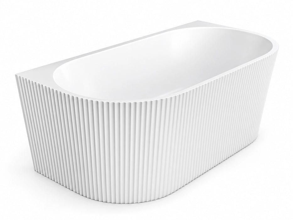 Bacio 1700 Back-to-Wall Fluted Bathtub — Matte White