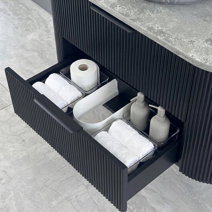 900mm Matte Black Curved Fluted Vanity