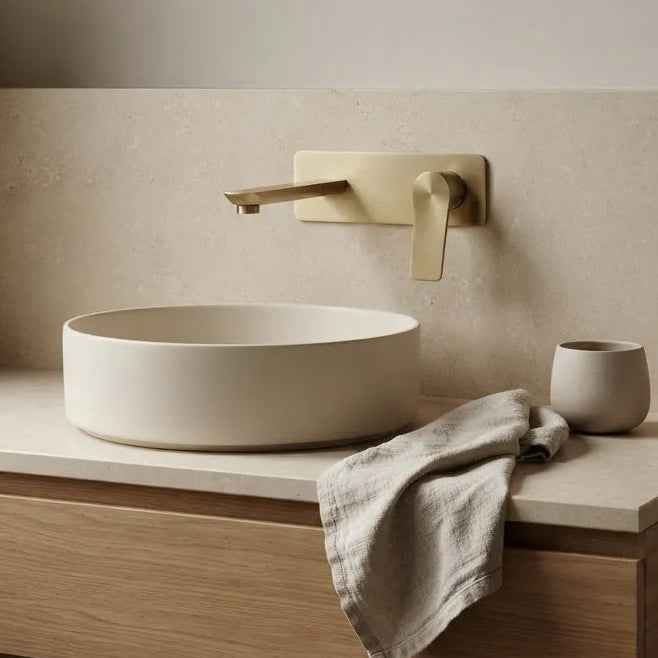 VOG In Wall Spout and Mixer Set - Brushed Gold