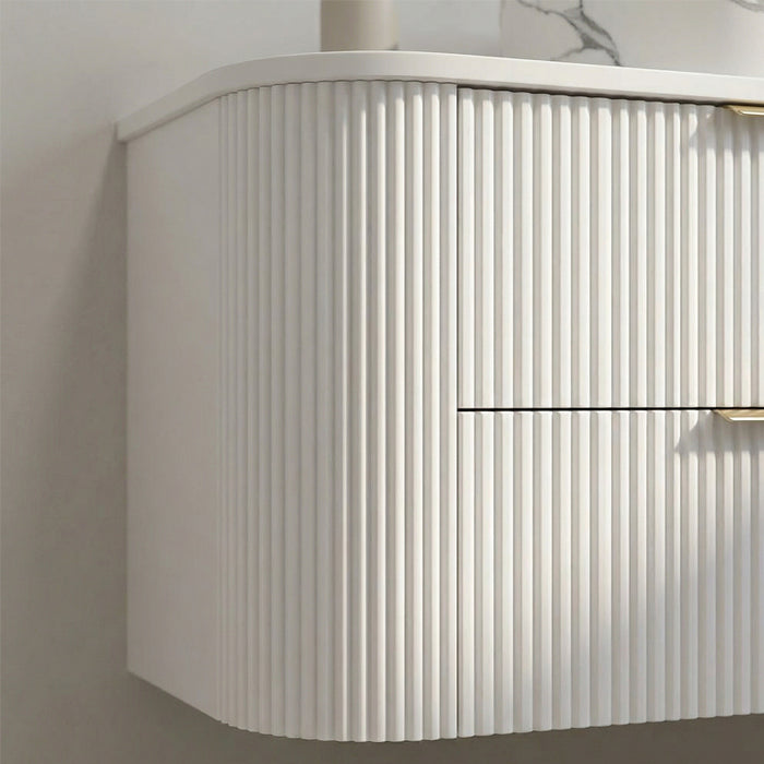 900mm Matte White Curved Fluted Vanity