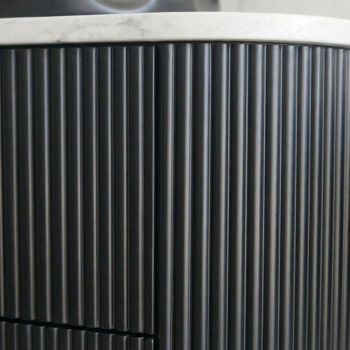 1200mm Matte Black Curved Fluted Vanity