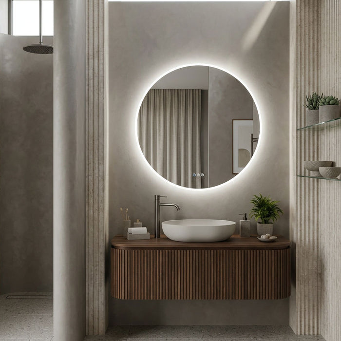 Round 900 x 900 Polished Edge Touchless Tri-light LED Mirror