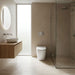 White Luna Tornado Rimless In-Wall Toilet Pan with slim soft-close UF seat and concealed cistern installation