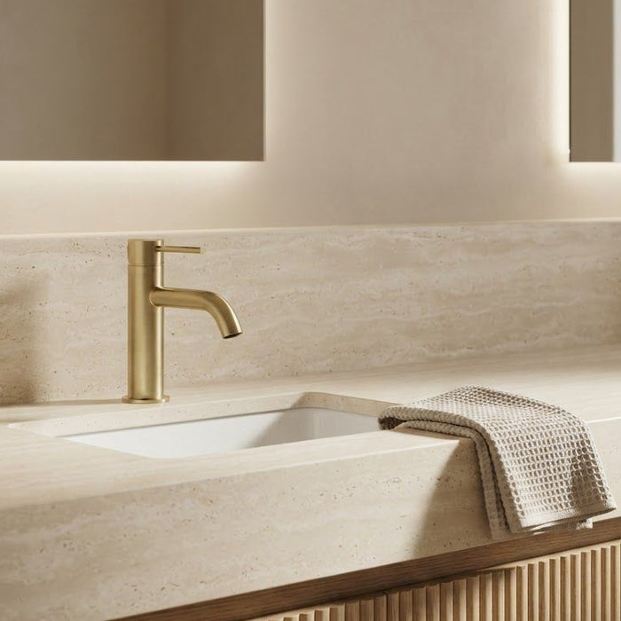 Arluno Round Basin Mixer in Brushed Gold, modern 304 stainless steel bathroom tapware