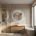 700 x 700mm Round Gunmetal Grey Framed LED Bathroom Mirror with three light colours, touchless motion sensor and built-in demisting function