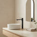 VOG Tall Basin Mixer Black with tall profile and curved 161mm spout