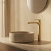 VOG Tall Basin Mixer Light Brushed Brass with tall profile and curved spout