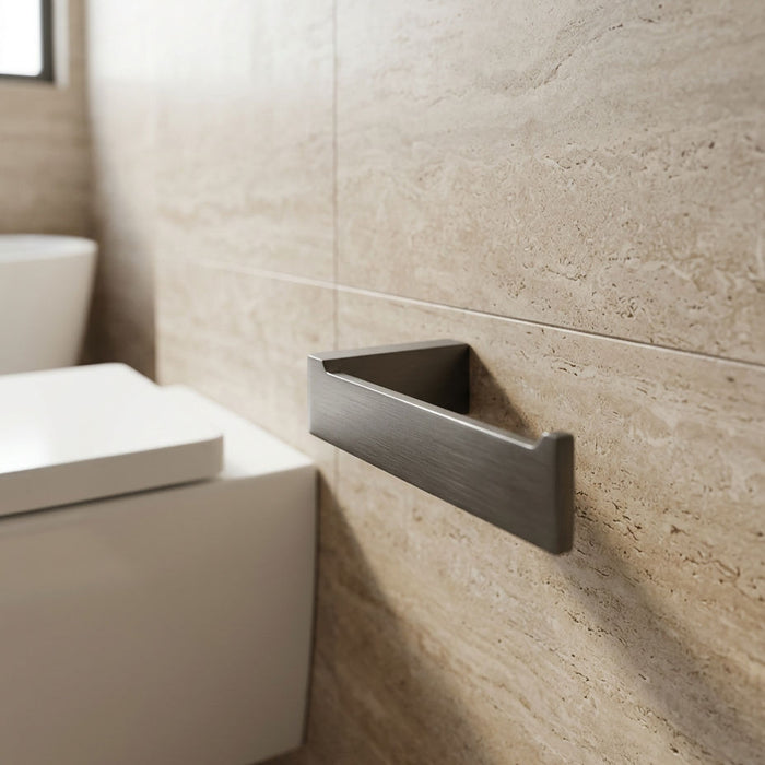 Square Gunmetal Toilet Roll Holder made from 304 stainless steel with concealed wall installation