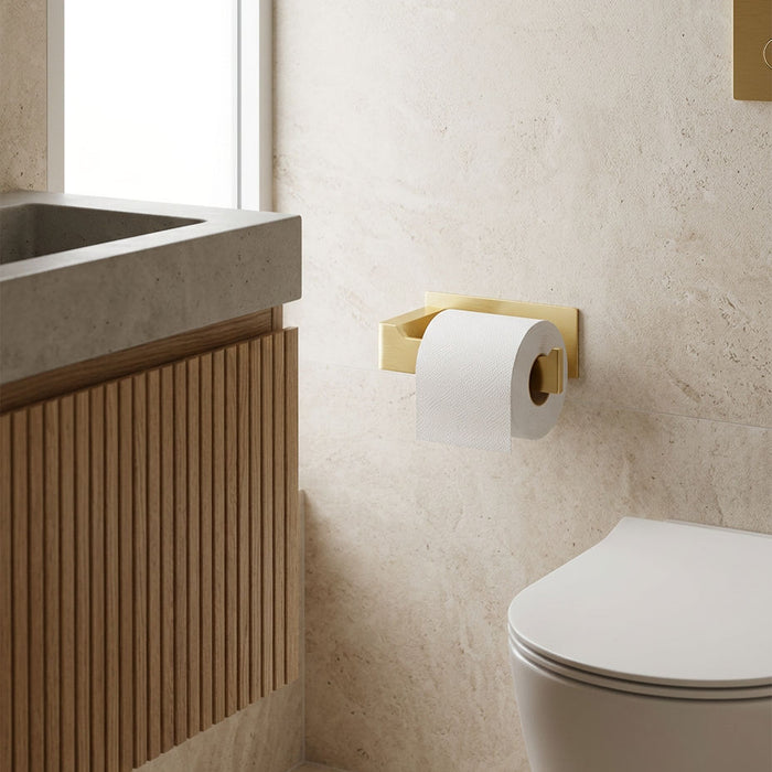 Toilet Roll Holder Square - Brushed Gold