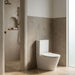 White rimless two-piece back-to-wall toilet suite with UF seat and dual-flush cistern