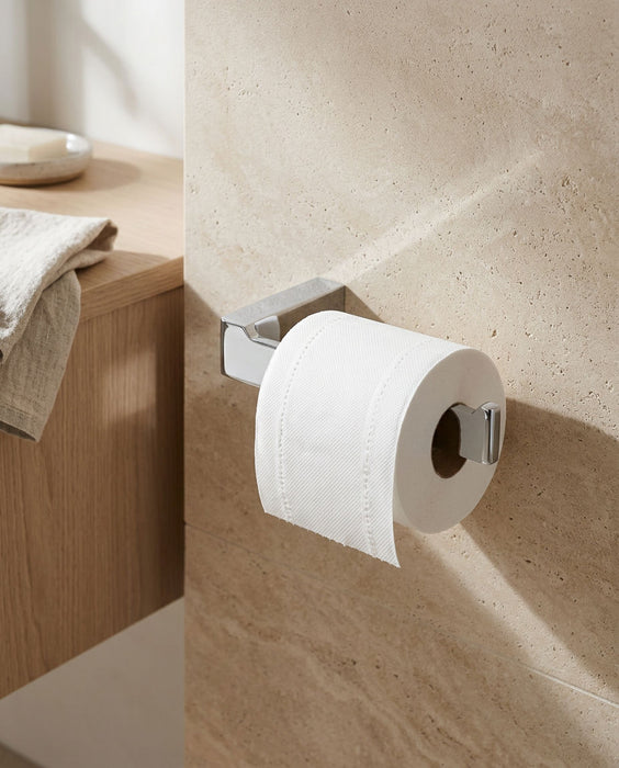 Square Chrome Toilet Roll Holder made from 304 stainless steel with concealed wall installation