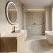700 x 700mm Round Matte Black Framed LED Bathroom Mirror with three light colours, touchless motion sensor and built-in demisting function