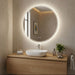 900 x 900mm Round Polished Edge Frameless LED Bathroom Mirror with three light colours, touchless motion sensor and built-in demisting function