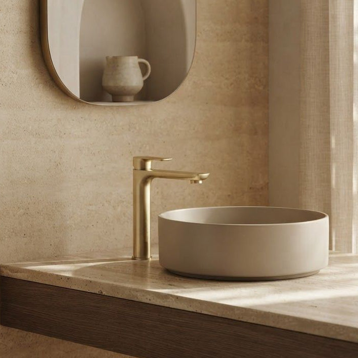 VOG Tall Basin Mixer Light Brushed Brass