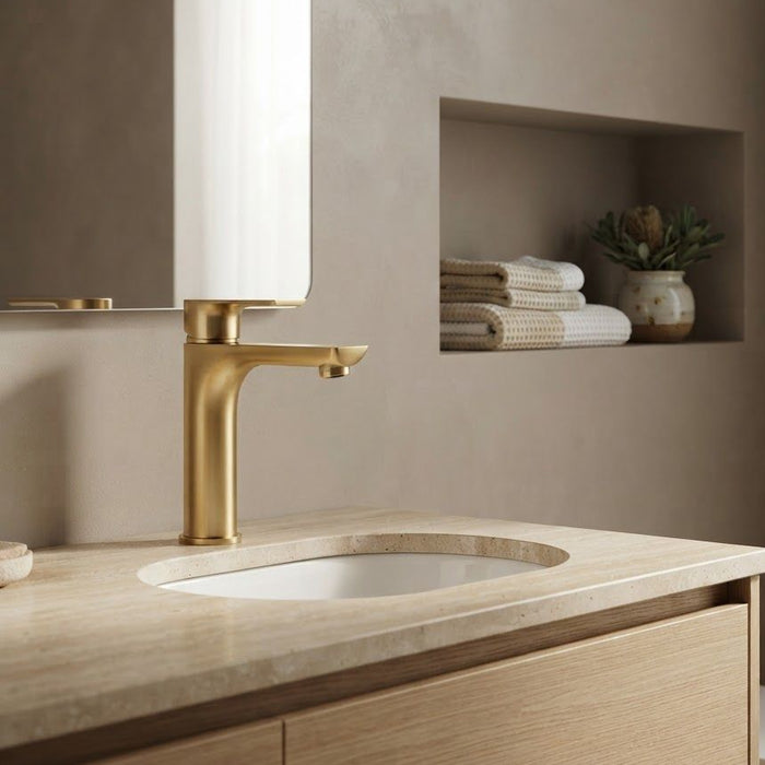 VOG Short Basin Mixer Brushed Brass