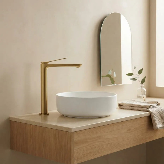 Rushy Tall Basin Mixer Brushed Brass